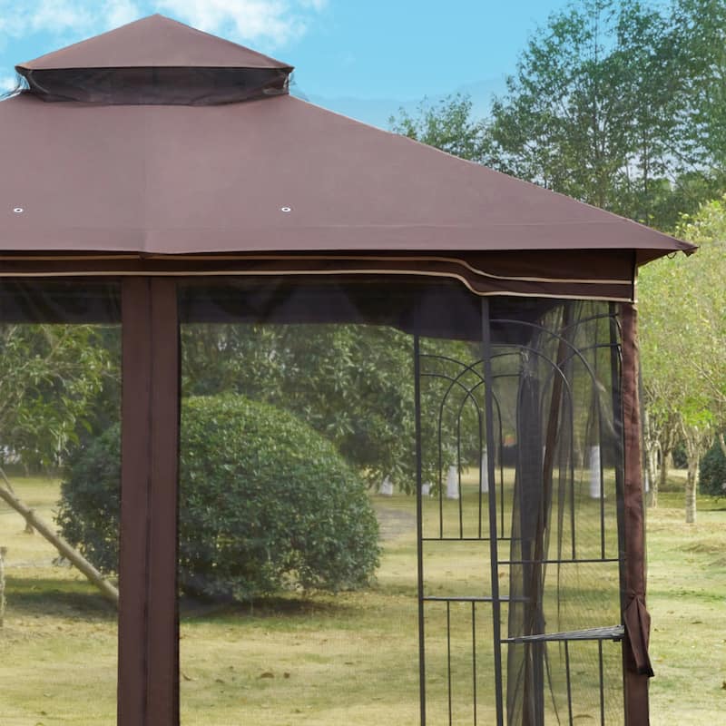 AVAWING 10x10 Outdoor Gazebo Double Softtop Canopy Tent Bed Bath